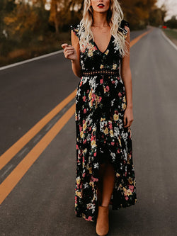 Cutout Open Back Print Dress