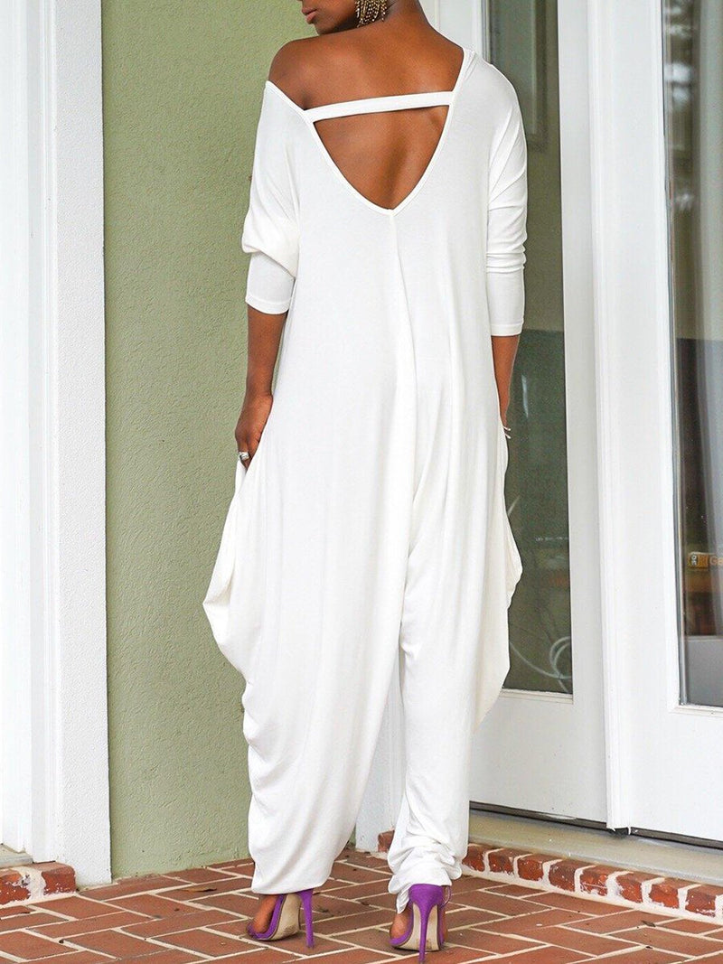 Casual Loose Solid Color Jumpsuit