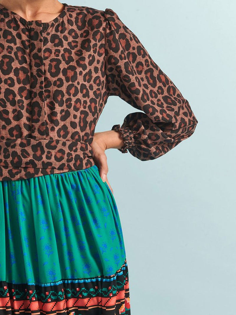 Leopard Patchwork Printed Bohemian Dress