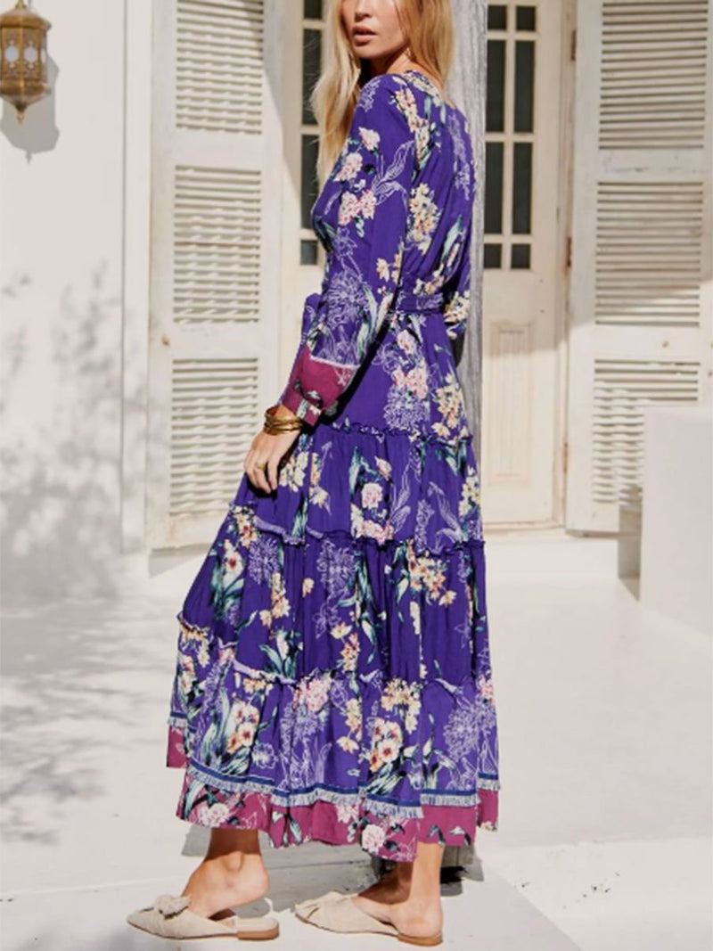 Fashion Long Sleeve Printed Bohemian Dress