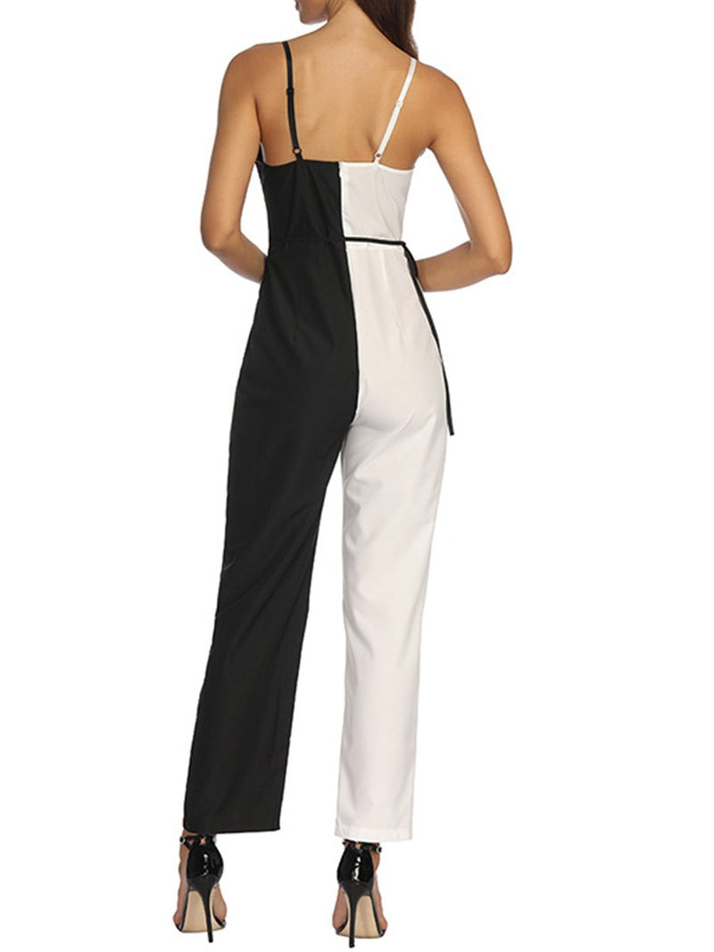 Fashion Color Matching Sexy Suspender Jumpsuit Trousers