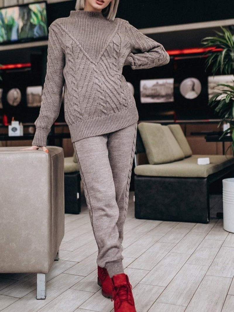 Stylish Slim Turtleneck Two-piece Suit