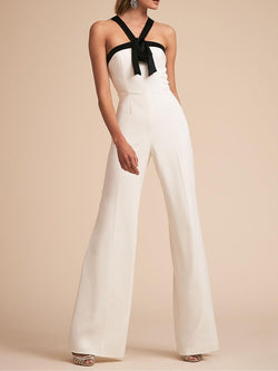 Solid Color Sexy Sleeveless Halter Jumpsuit