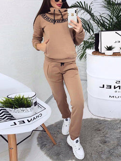 Sports and Leisure Splicing Hooded Sweater Two-piece