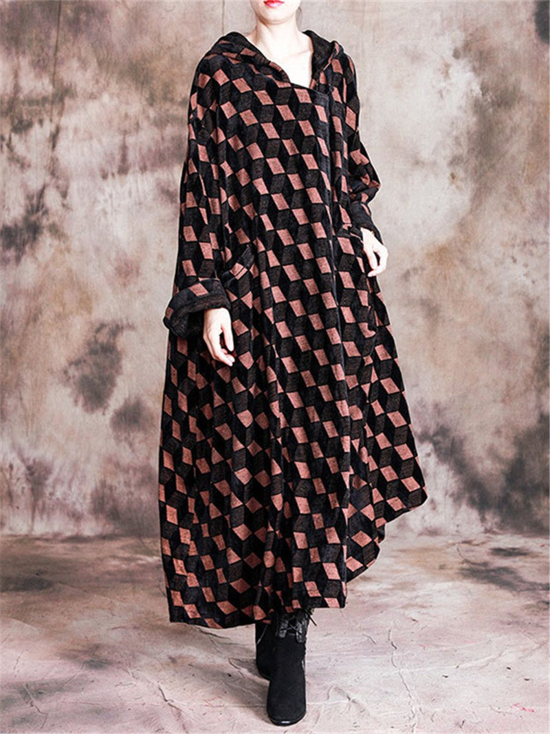 Fashion Geometric Print Crew Neck Maxi Dresses