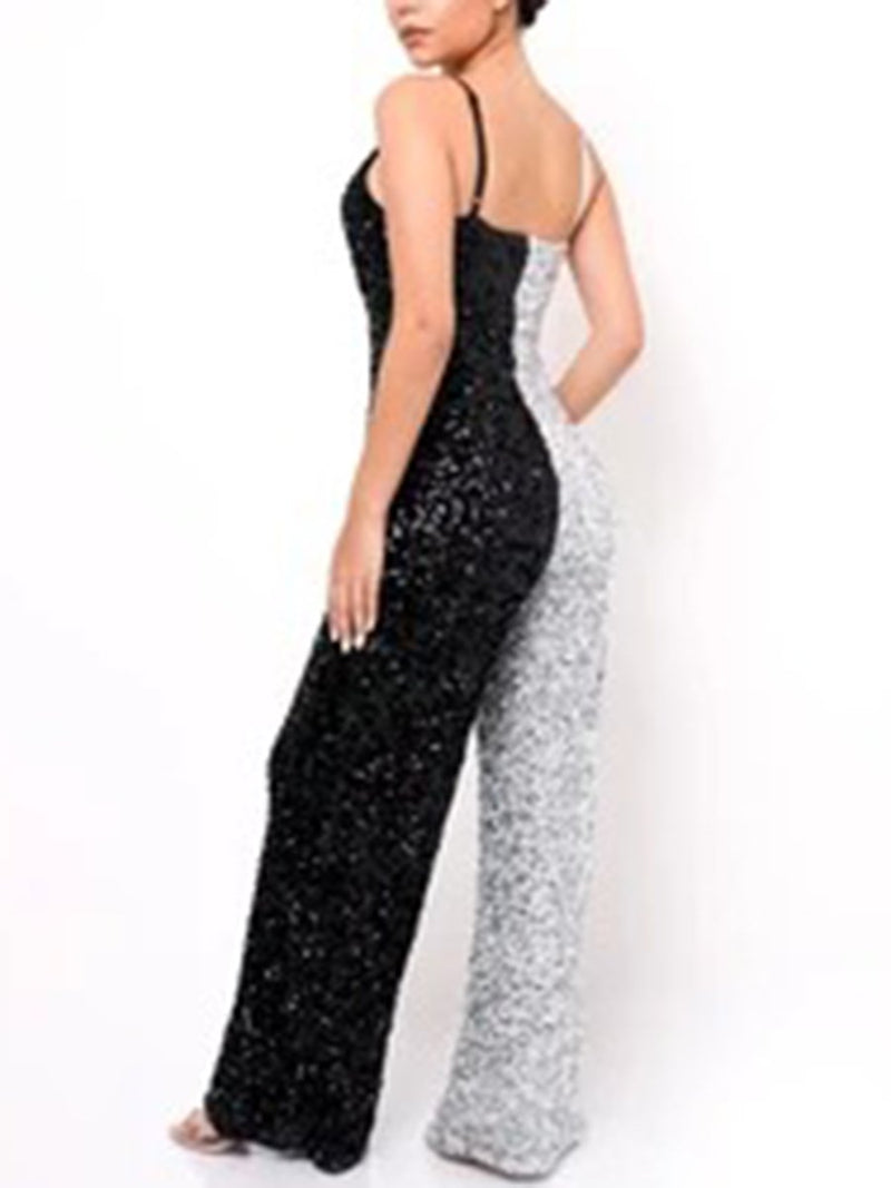 Fashion Sexy Sequined Halter Jumpsuit