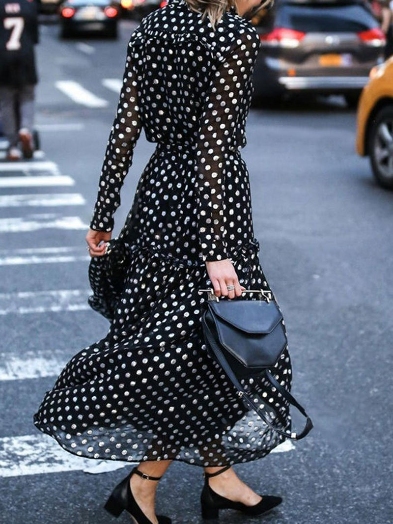 Bohemian Polka Dot Sleeve Shirt Dress