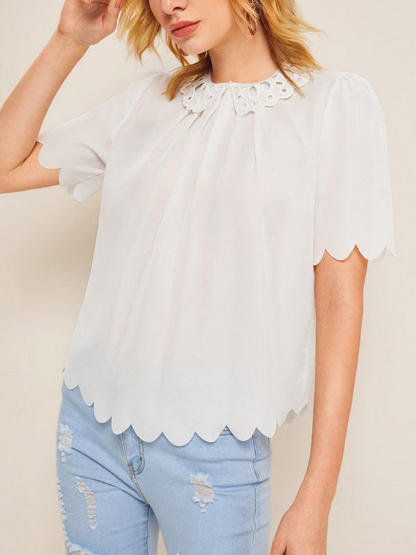 Lace Wavy Lace Ladies Chiffon Blouse