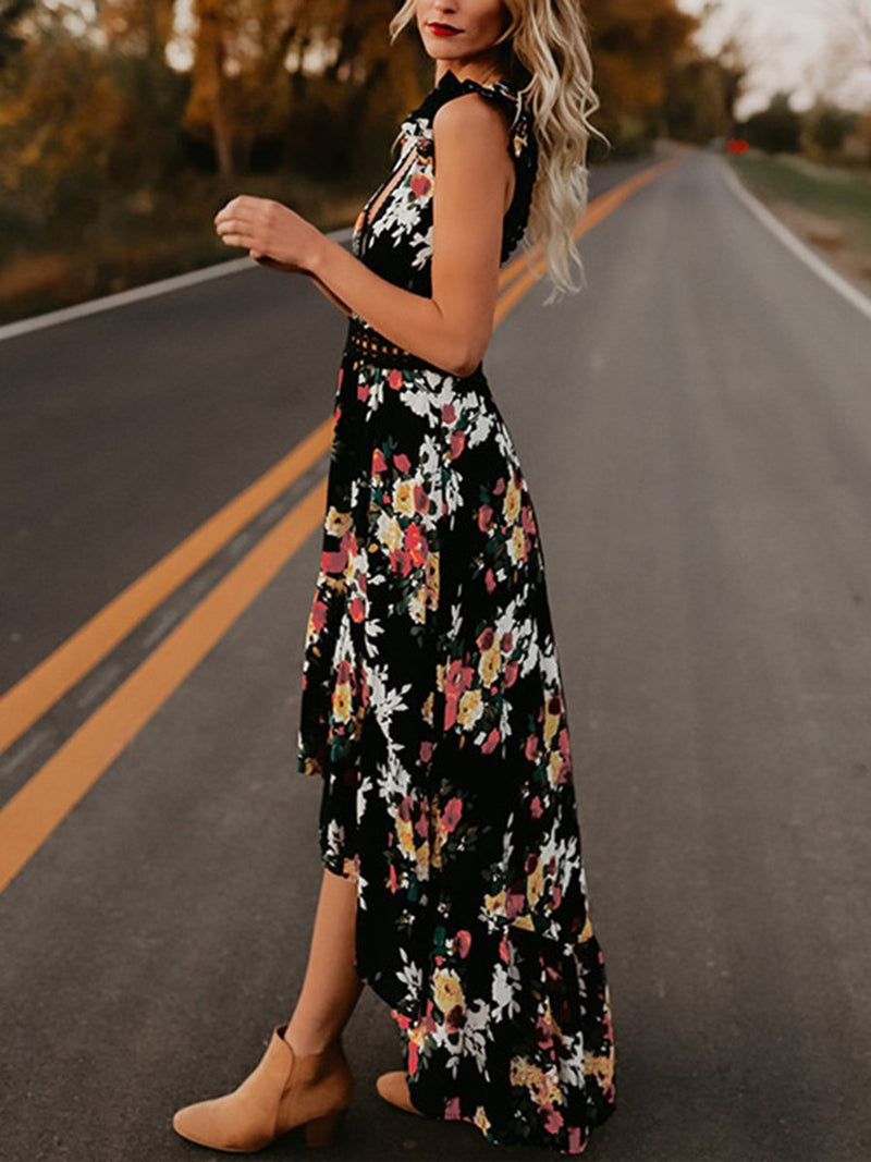 Cutout Open Back Print Dress