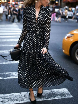 Bohemian Polka Dot Sleeve Shirt Dress