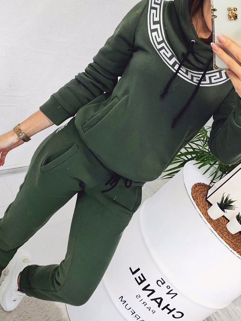 Sports and Leisure Splicing Hooded Sweater Two-piece