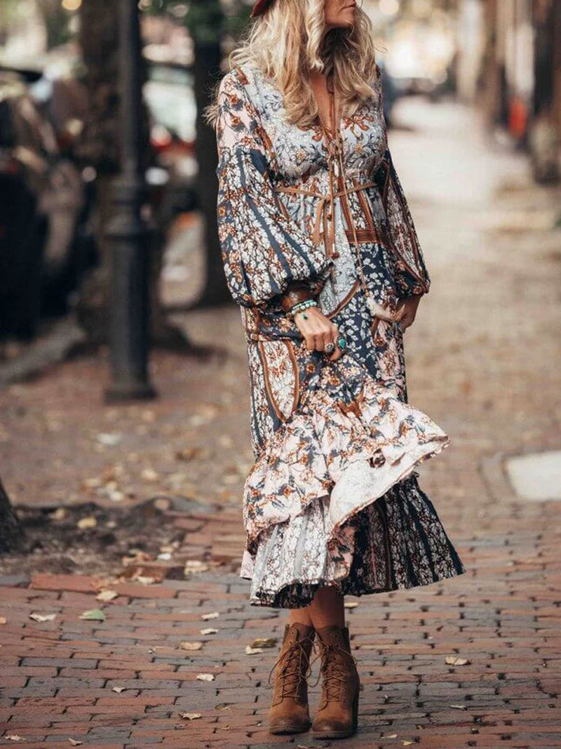 Elegant Printed Bohemian Dress