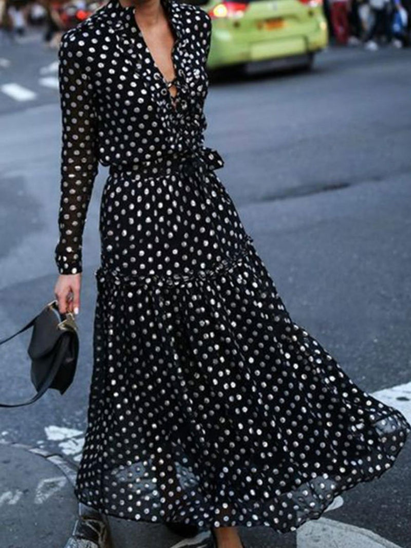 Bohemian Polka Dot Sleeve Shirt Dress