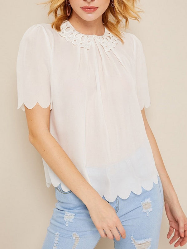 Lace Wavy Lace Ladies Chiffon Blouse