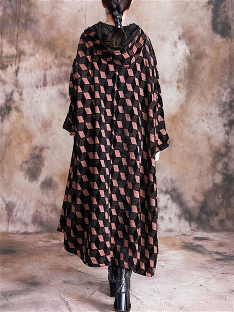 Fashion Geometric Print Crew Neck Maxi Dresses