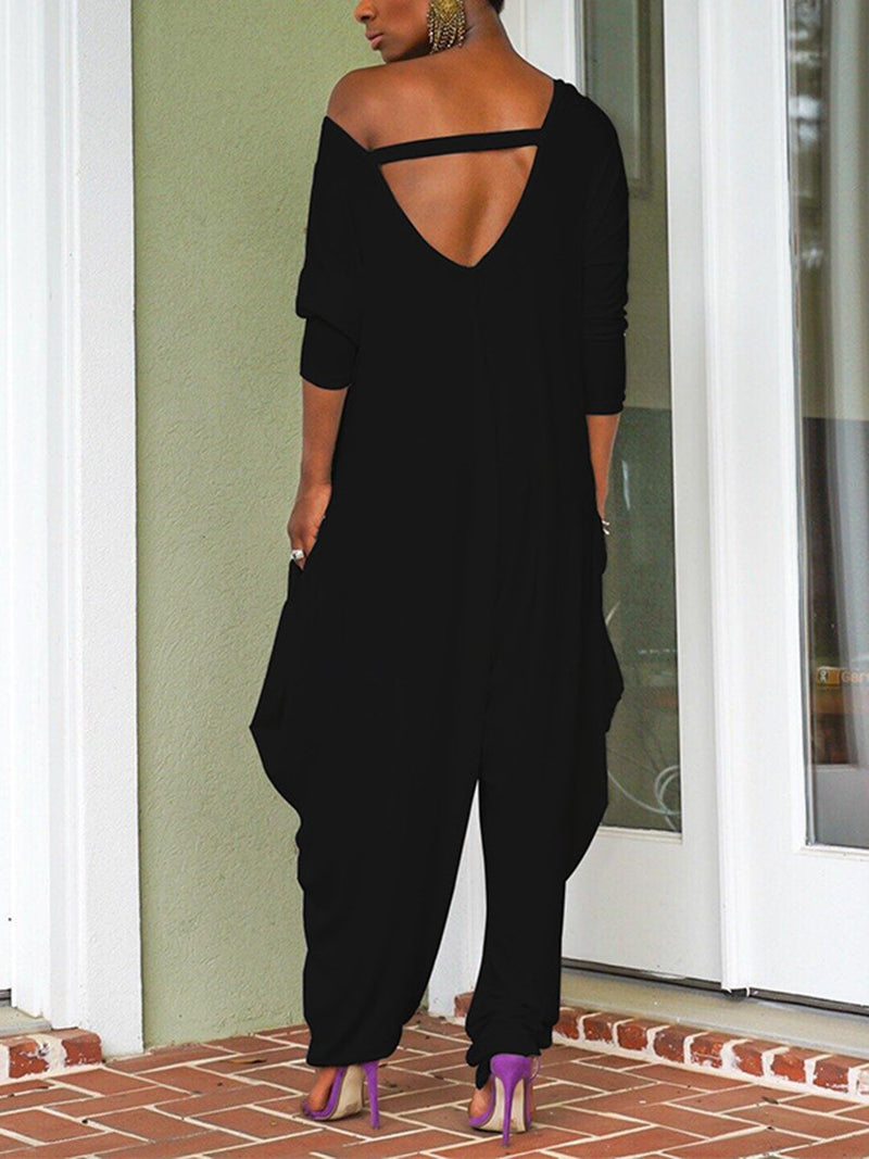 Casual Loose Solid Color Jumpsuit