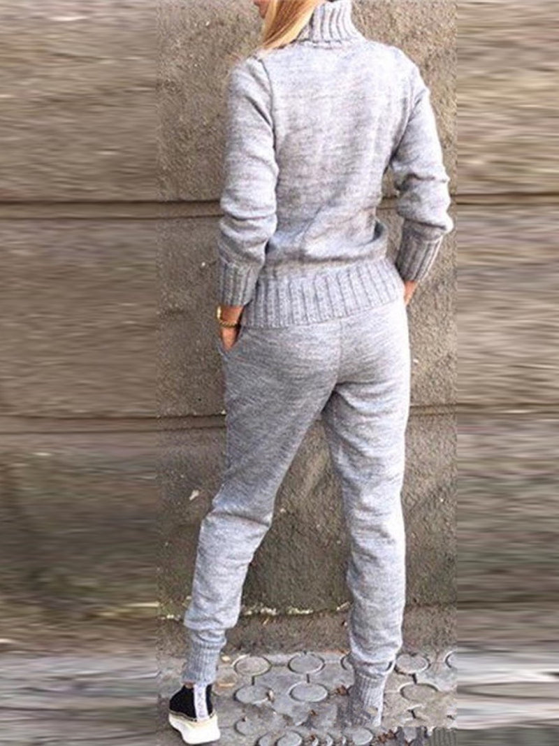 Turtleneck Sweater Trousers Suit Casual Sports Suit