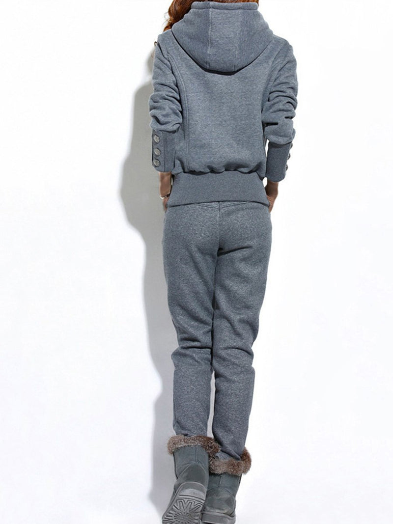 Fashion hooded loose thick long sleeve suit