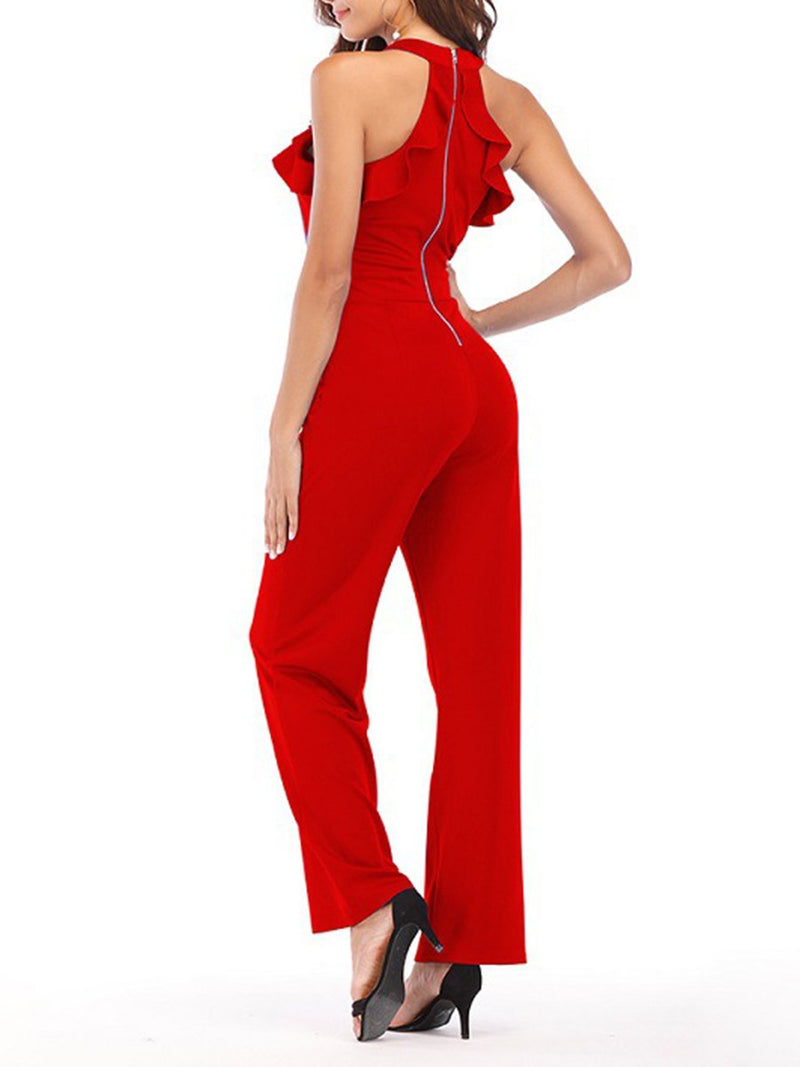 Ruffled Backless Jumpsuit