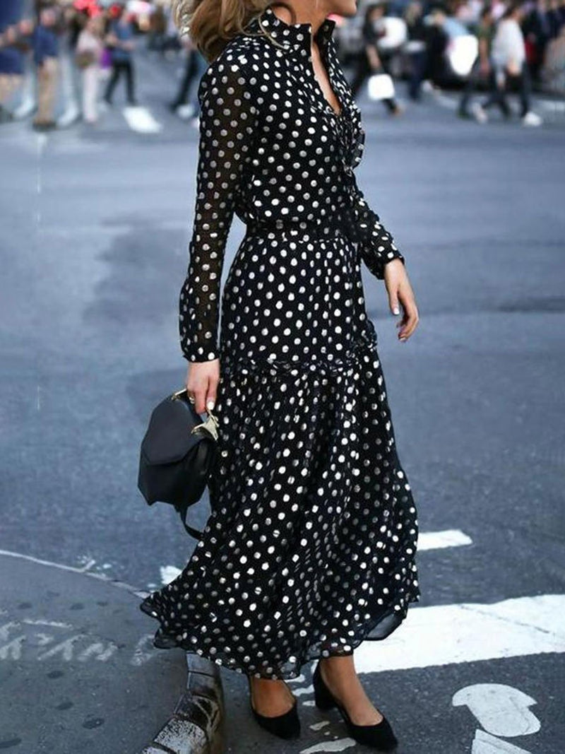 Bohemian Polka Dot Sleeve Shirt Dress