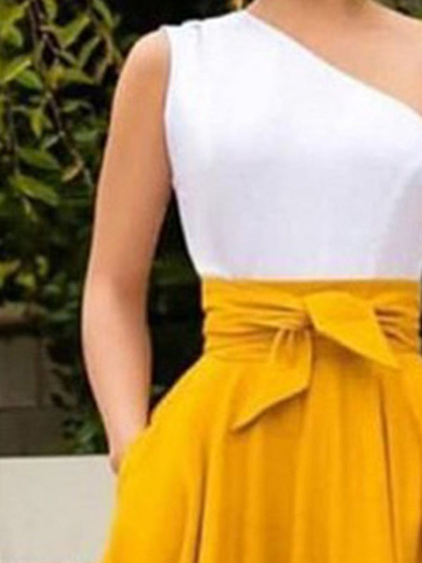 Sexy One-shoulder Sleeves Waist Evening Dress