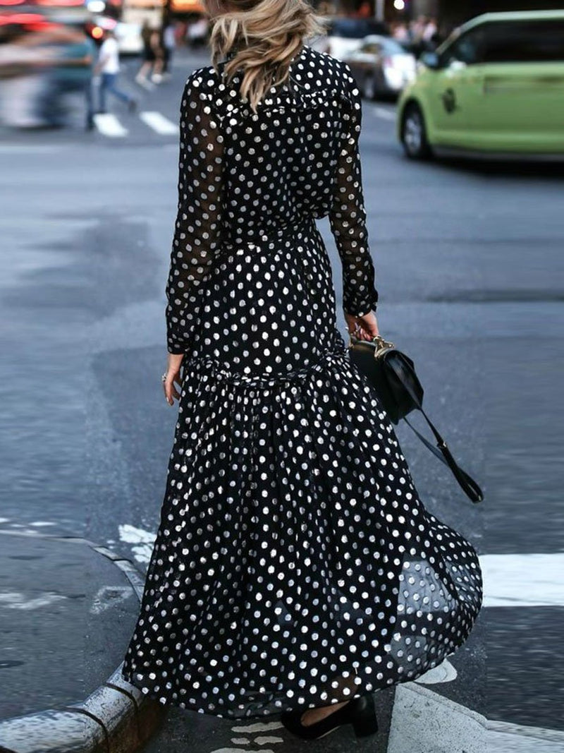 Bohemian Polka Dot Sleeve Shirt Dress