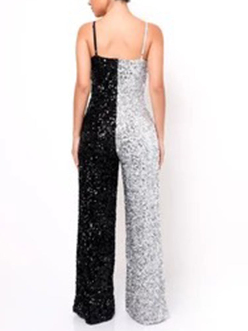 Fashion Sexy Sequined Halter Jumpsuit