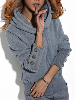 Fashion hooded loose thick long sleeve suit