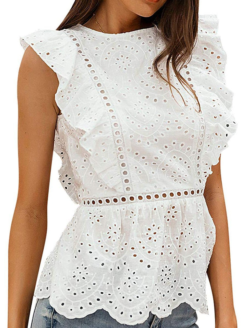 Holiday Style White Lace Blouse