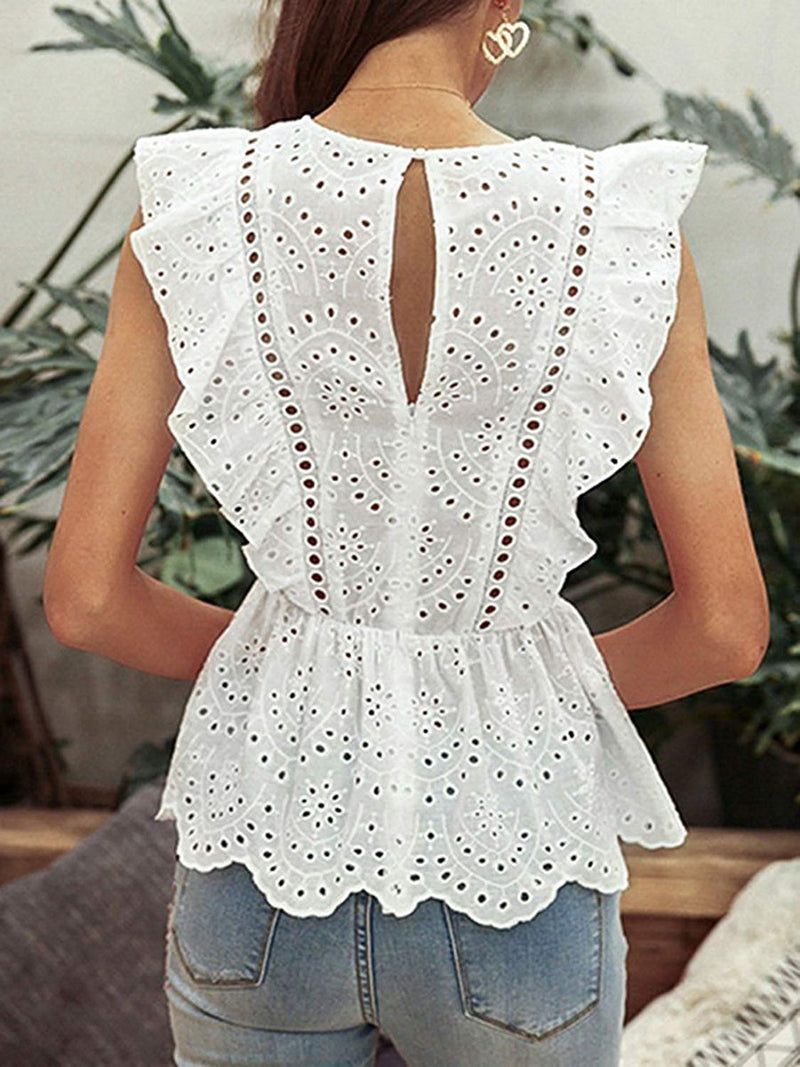 Holiday Style White Lace Blouse