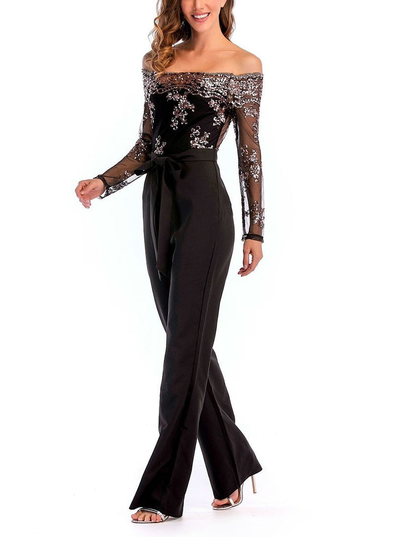 Sequined Splicing Jumpsuit