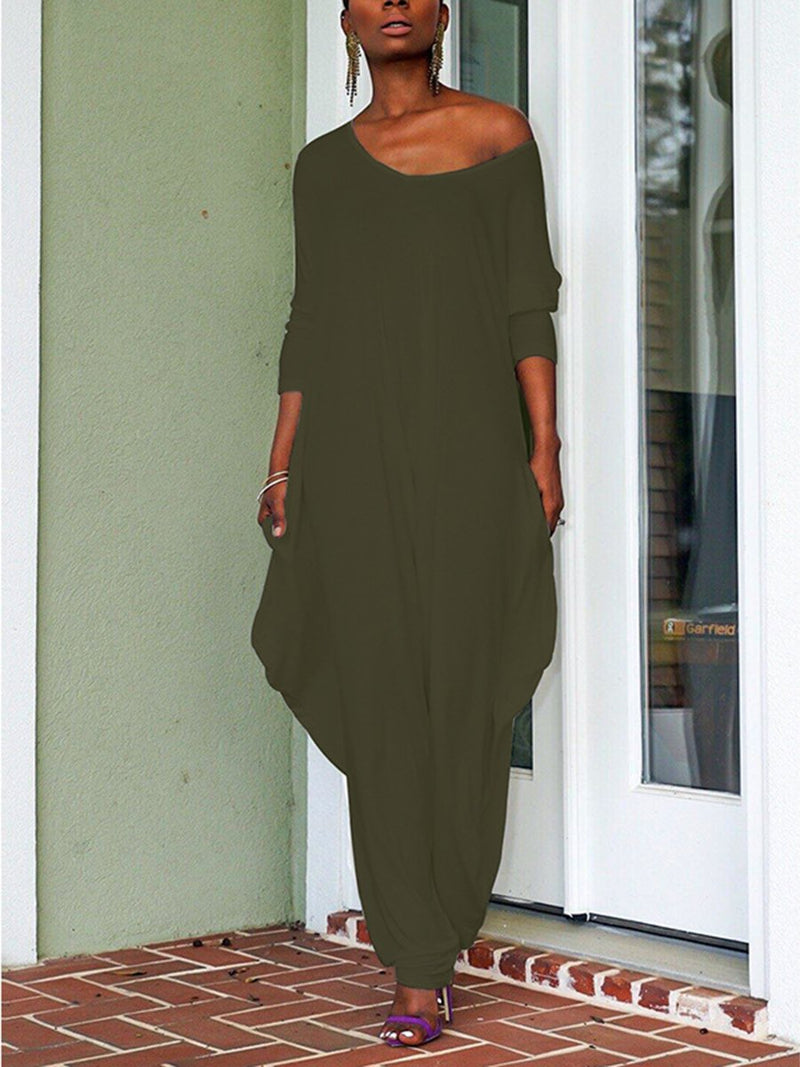 Casual Loose Solid Color Jumpsuit