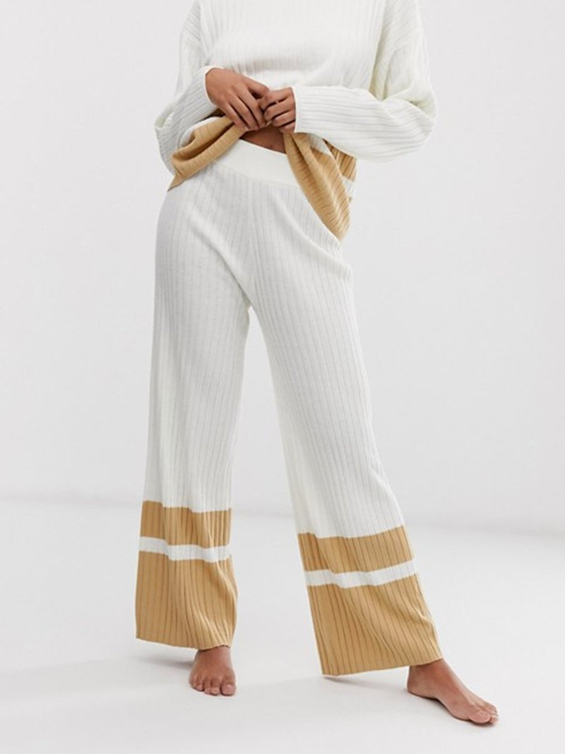 Loose And Casual Patchwork Knit Suit