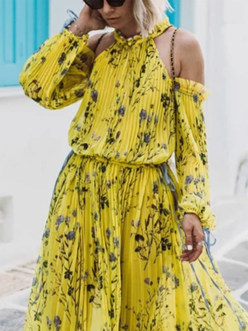 BohemianFloral Round Neck Casual  Maxi Dresses