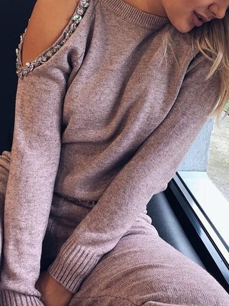 Casual Knitted Sweater and Pants Set